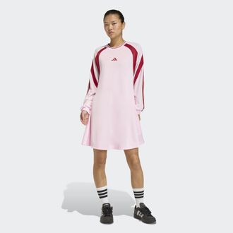 adidas Shirtkleid ADIDAS SPORTSWEAR HOUSE OF TIRO, Damen, Gr. XL, N-Gr, clear pink, active maroon, Obermaterial: 100% Polyester, Kleider Shirtkleid