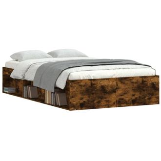vidaXL Bed Frame without Mattress Smoked Oak 120x190 cm Small Double Small Double Vidaxl