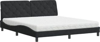 vidaXL Vidaxl - Cama Con Colch&oacute;n Terciopelo Negro 180x200 Cm
