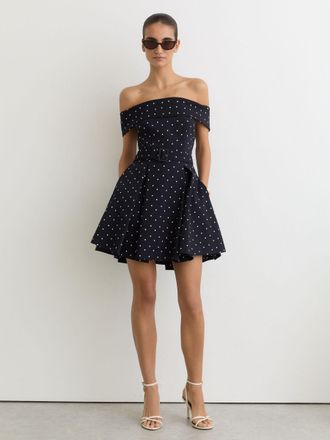 Reiss Polka-dot Off-shoulder Mini Dress, 12