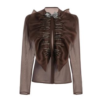 Genny Blouse - Dames - Blouses & Shirts - Bruin - Maat: M
