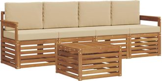 vidaXL Conjunto De Sof&aacute;s De Exterior 5 Uds. Natural Y Beige Vidaxl
