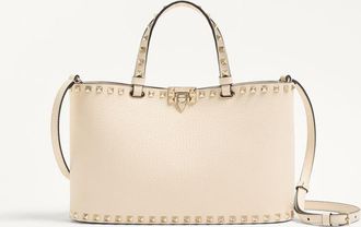 Valentino Garavani Valentino Garavani Rockstud Small Shopping Bag In Grainy Calfskin Wo