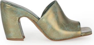 Cortana Brons Turquoise Leren Muiltjes - Dames - Muiltjes - Veelkleurig - 40 EU - Leer - Schoenen