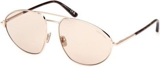 Tom Ford Sunglasses Aviator Full Rim, Shiny Gunmetal Frame And Brown Lens Ft109508E