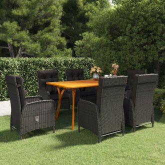 vidaXL Furniture Limited - Juego De Comedor De Jard&iacute;n 7 Piezas Negro