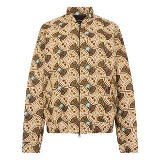 Emporio Armani Light Jackets, male, Beige, Size: L Floral bomber in cotton blend