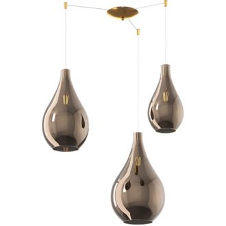 Top-Light Top-light - Lampadario Contemporaneo Drop 2.0 Metallo Ottone Vetro Bronzo 3 Luci E27