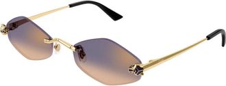 Cartier Geometrische Zonnebril - Dames - Zonnebrillen - Geel - 55 MM - Nylon - Accessoires