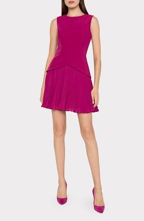 Milly Haddy Mixed Media Pleated Minidress in Plum at Nordstrom, Size 8
