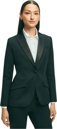 Brooks Brothers Zwart Stretch Wollen Blend Smokingjas - Dames - Blazers - Zwart - L - Wol - Jassen