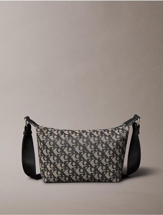 Calvin Klein Womens Ultralight Logo Jacquard Shoulder Bag - Black