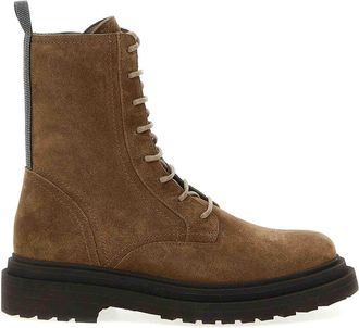 Brunello Cucinelli Suede Combat Boots Monile