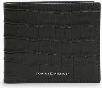 Tommy Hilfiger Mens Croc-Embossed Leather Card & Coin Wallet - Black