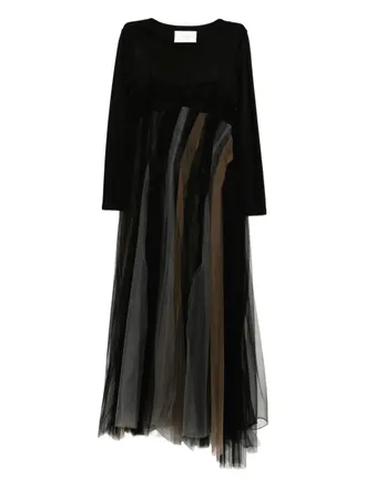 Quetsche Gelaagde jurk met lange mouwen - Zwart