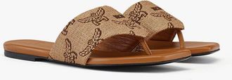 MCM Flat Sandals in Lauretos Raffia Jacquard in Beige at Nordstrom, Size 41