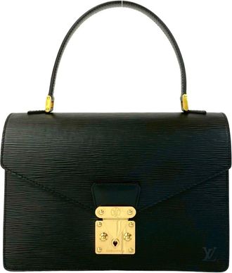 Louis Vuitton Black Leather Handbag Tote Bag (Pre-Owned)