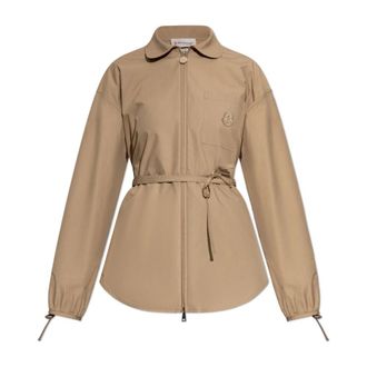 Moncler Shirts, female, Beige, Size: 2XS Shirt with logo patch