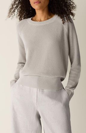 Eileen Fisher Crewneck Organic Linen & Organic Cotton Sweater in Undyed Natural at Nordstrom, Size Xx-Small