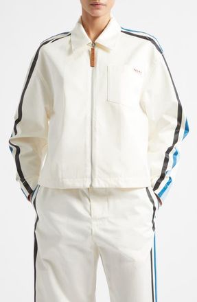 Marni Water Repellent Cotton Gabardine Shirt Jacket in 00W01 Lily White at Nordstrom, Size 4 Us