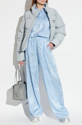 Balenciaga Silk Shirt With Pocket, Womens, Blue