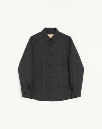 Valentino Valentino Shirt Jacket In Nylon Gabardine With Vgold Man DARK GREY 44