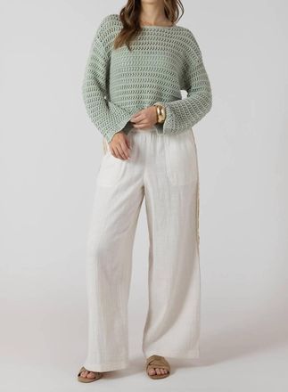 Dex Clothing Womens Scalloped Hem Open Stitch Sweater In Washed Sage