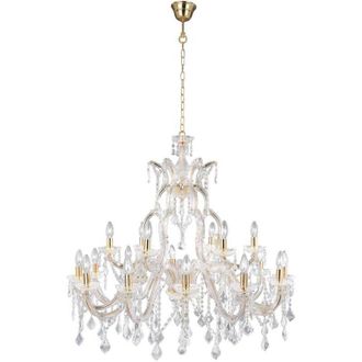 Searchlight Searchlight - Marie Therese - 18 L&aacute;mpara De Ara&ntilde;a De Cristal Claro Con Acabado De Lat&oacute;n Pulido, E14