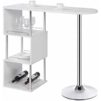 Woltu Tavolo da Bar Cucina Bancone per Cucina a 3 Ripiani con Portabottiglie Bianco - Woltu