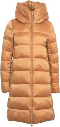 Save The Duck Iris Long Down Jacket With High Collar And Hood