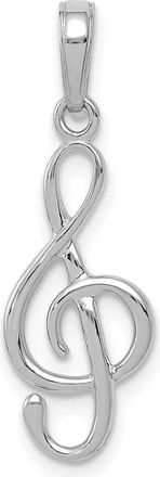 Diamond2Deal 14K White Gold 3-D Treble Clef Pendant