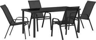 vidaXL Garden Dining Set 5 pcs Black Textilene and steel vidaXL