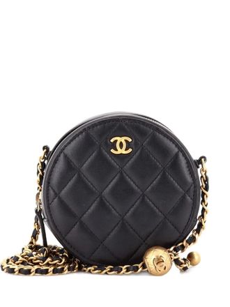Chanel Pearl Crush Round with Chain Quilted Lambskin clutch bag - Black