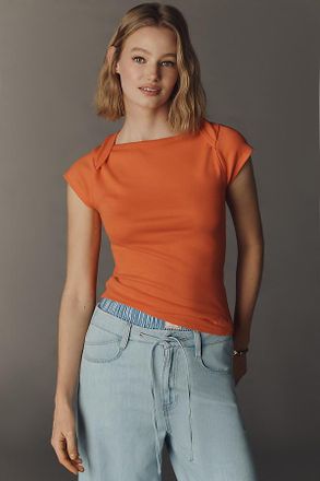 Maeve Cotton Blend Cap-Sleeve Tee