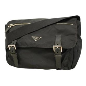 Prada Vintage, unisex, Zwart, ONE Size, Nylon, Pre-owned Nylon Crossbody Tas