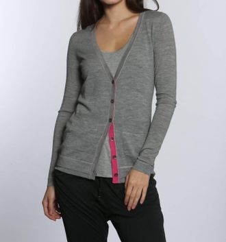 Label+Thread Womens Double Rib Cardigan In Grey