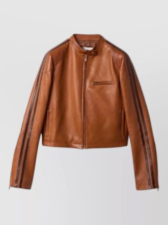 Miu Miu nappa leather jacket long sleeves front pocket