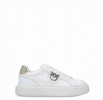 Pinko White Leather Logo Sneakers