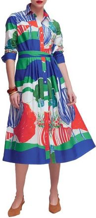 Boden Alexa Long Sleeve Midi Shirtdress in Multi Scenic at Nordstrom, Size 14