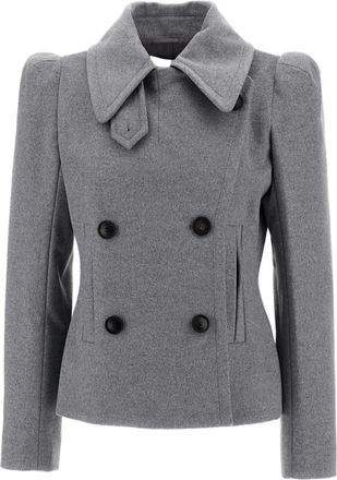 7 For All Mankind Double-Breasted High-Shoulder Wool Jacket