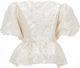 Ganni Peplum Recycled Polyester Blouse - Ivory