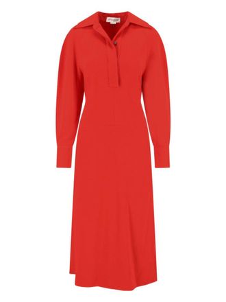 Victoria Beckham Shirt Midi Dress Red