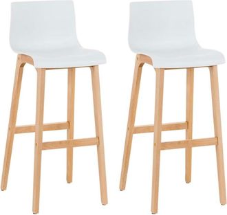 Clp Set de 2 taburetes de bar con reposapi&eacute;s en madera blanco