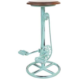 Wanderlust Deco Wanderlust Deco - Taburete De Madera Y Metal Lacado Turquesa 40x40x73h Cn