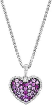 Effy Sterling Silver Pink & White Sapphire Heart Pendant Necklace in Pink/Silver at Nordstrom Rack