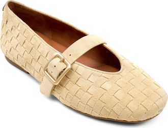 Gentle Souls Winifred Woven Mary Jane Flat in Soybean Suede at Nordstrom, Size 8.5