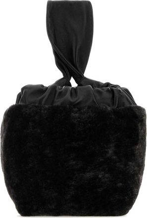 Jil Sander Black Shearling Clutch