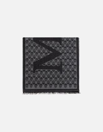 Alexander McQueen Alexander Mcqueen Mens All Over Skull Print Scarf Black - Grey - Size: OS