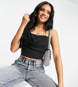 AsYou Korsettoberteil aus Satin in Schwarz mit drapierter Vorderseite