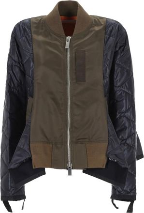 sacai quilted bomber jacket - Green